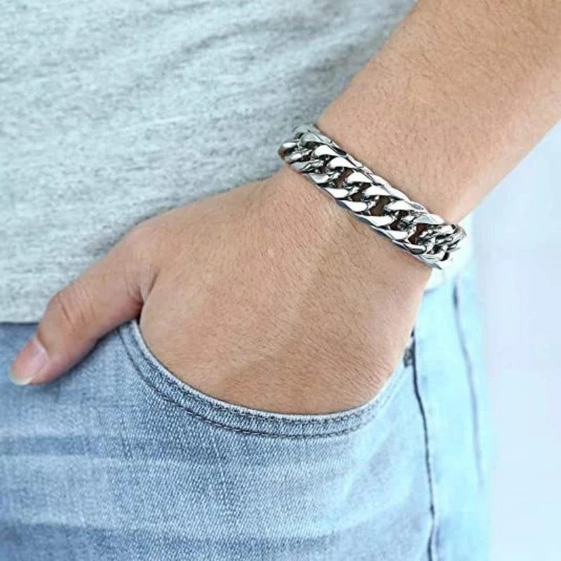 Cadena HNSP LA Cuban Link – Acero Inoxidable Quirúrgico (Plata) | 8mm a 14mm