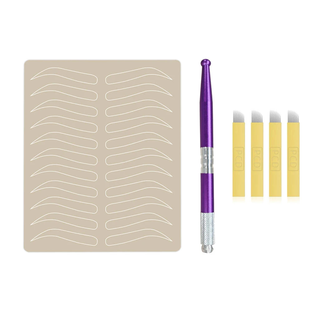 Kit de Práctica Microblading – Pluma Tebori + Agujas + Piel de Látex (Set Completo)