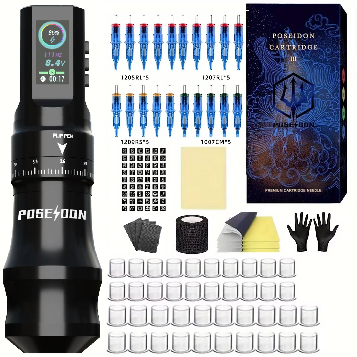Kit Tattoo POSEIDON Premium – Set Inalámbrico de Alta Precisión para Tattoo & PMU