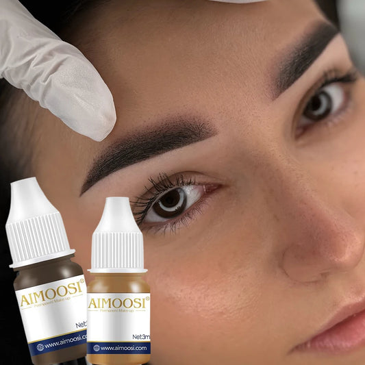 AIMOOSI Eyebrow Micropigmentation 18 Colors Semi Permanent Makeup Pigment for Eyeliner Organic Black Brown Tattoo Ink Supplies