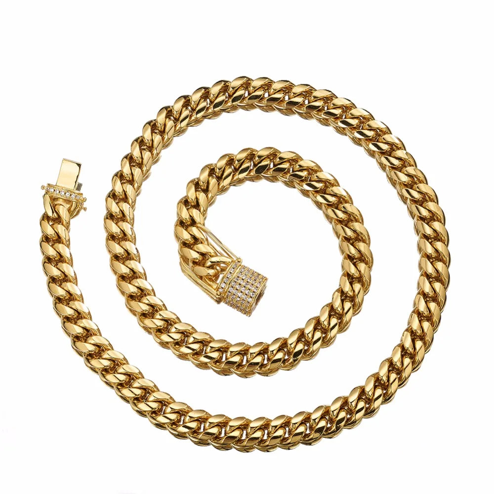 Cadena Miami Cuban Link – Acero Inoxidable 316L (Oro/Plata) | 8mm a 18mm