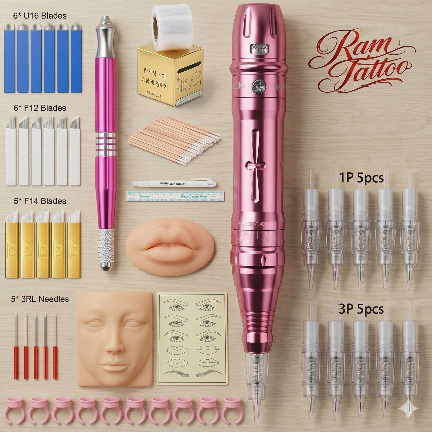 Máquina de maquillaje permanente inalámbrica para cejas, microblading, delineado de ojos, microshading de labios, kit profesional de máquina de tatuaje rotativa.