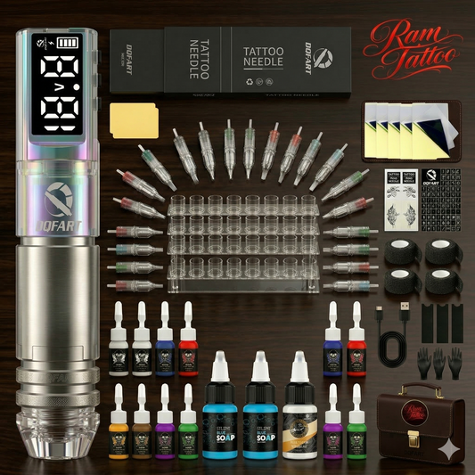 DQFART Tattoo kit Wireless Tattoo Pen 1600mAh Tattoo Machine Tattoo Needle Tattoo Ink For Tattoo Artists Beginne Tattoo Supplies