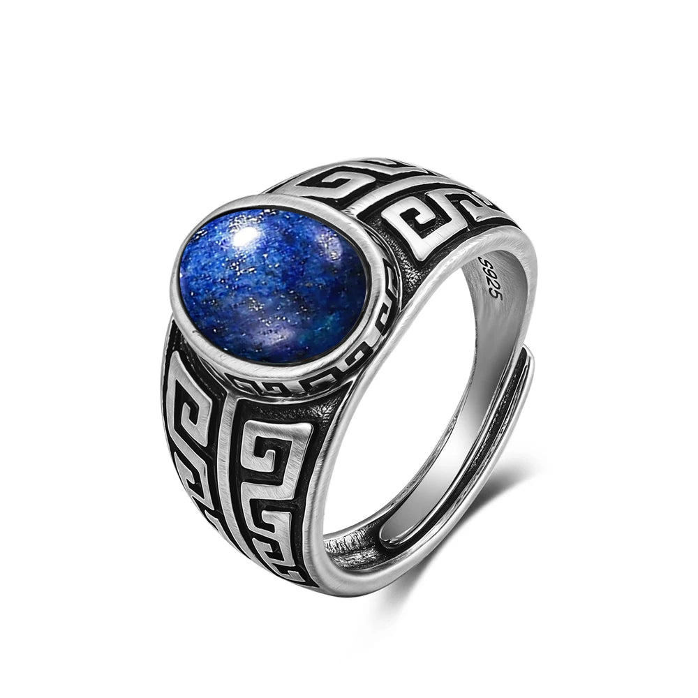 Anillo Vintage de Plata 925 con Labradorita Natural y Piedra Luna – Estilo Boho Real