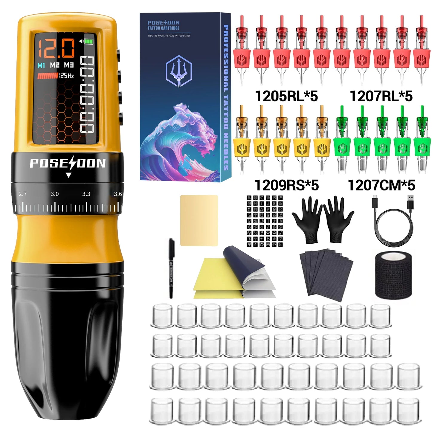Kit Tattoo POSEIDON "Yellow Bee" – Set Inalámbrico Edición Especial para Tattoo & PMU