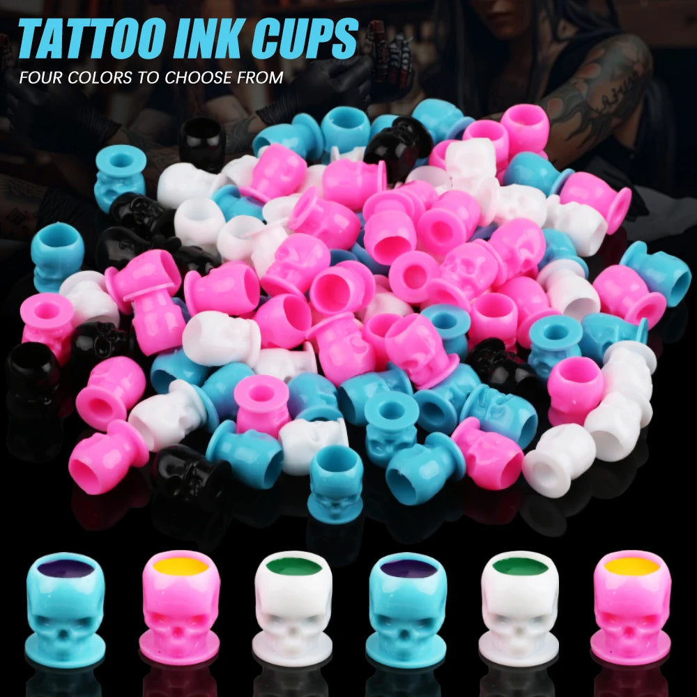Copas para Tinta con Base Plana (Pack 50 / 100u) – Tetinas Descartables para Tatuaje y PMU