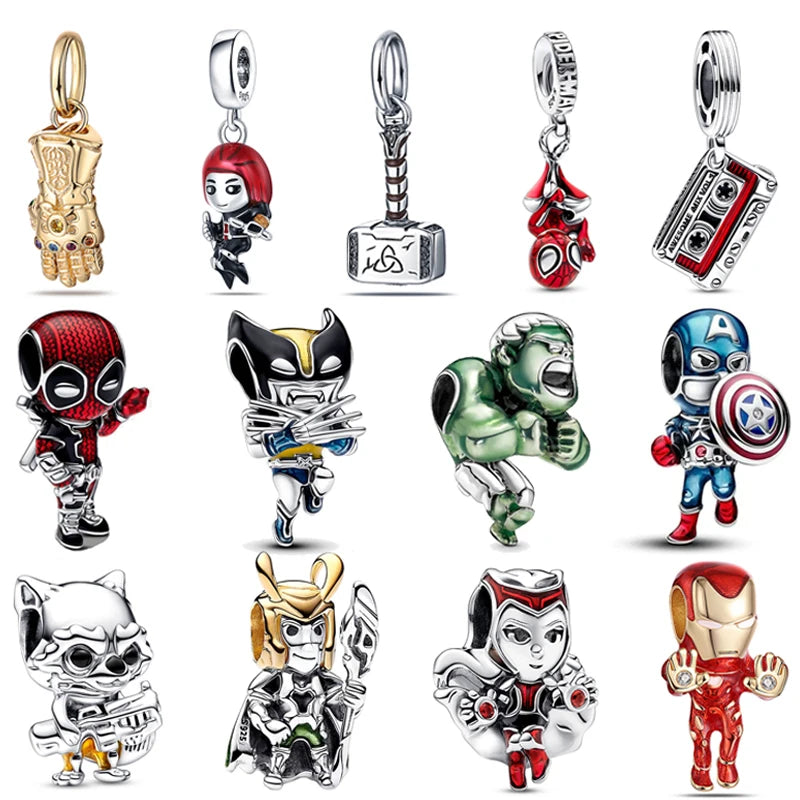 Plata De Ley 925 Silver Marvel Anime Lron Man Deadpool Wolverine Charms Beads Original Women Bracelets Pendant DIY Jewelry Gifts