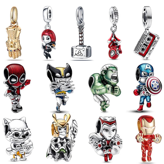 Plata De Ley 925 Silver Marvel Anime Lron Man Deadpool Wolverine Charms Beads Original Women Bracelets Pendant DIY Jewelry Gifts