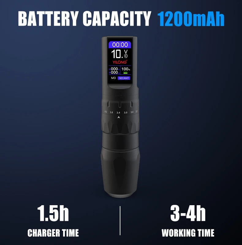 Máquina Pen YILONG Wireless Pro – Motor Brushless y 6 Strokes Ajustables (2.2mm a 4.2mm)