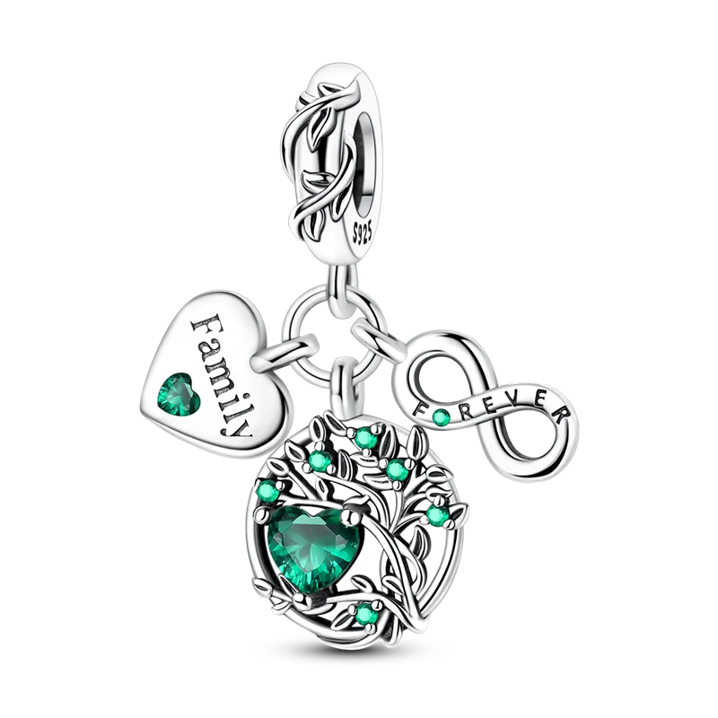 925 Sterling Silver Green Series Flower Tree Apple Pendant DIY Fine Beads Fit Original Charms Bracelet Women Jewelry Diy
