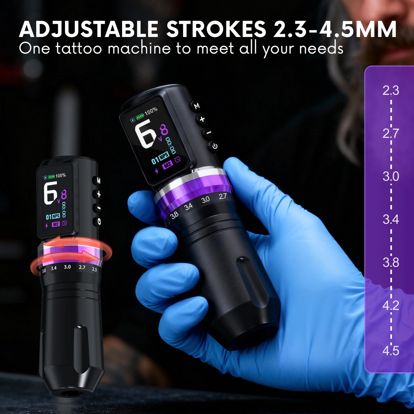 Máquina Pen Inalámbrica Elite – Motor Brushless, Stroke Ajustable y Mega Batería 2200mAh