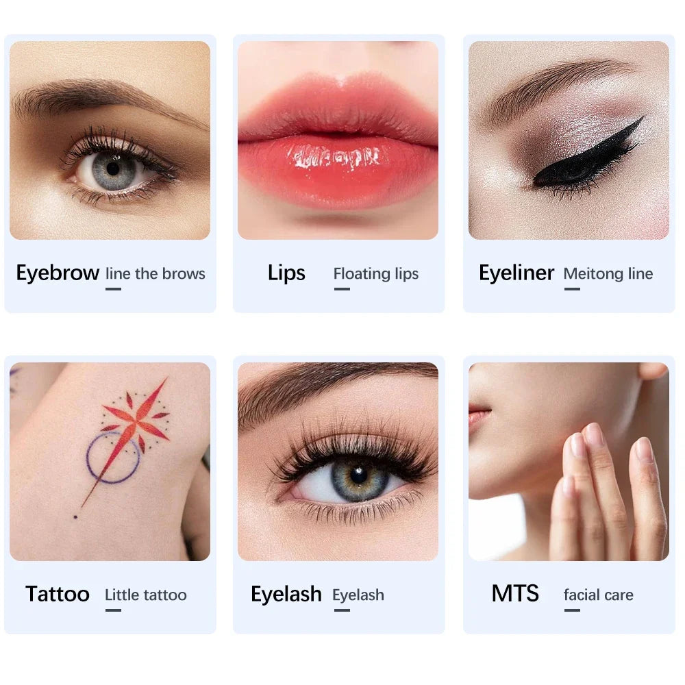 Máquina de maquillaje permanente inalámbrica para cejas, microblading, delineado de ojos, microshading de labios, kit profesional de máquina de tatuaje rotativa.