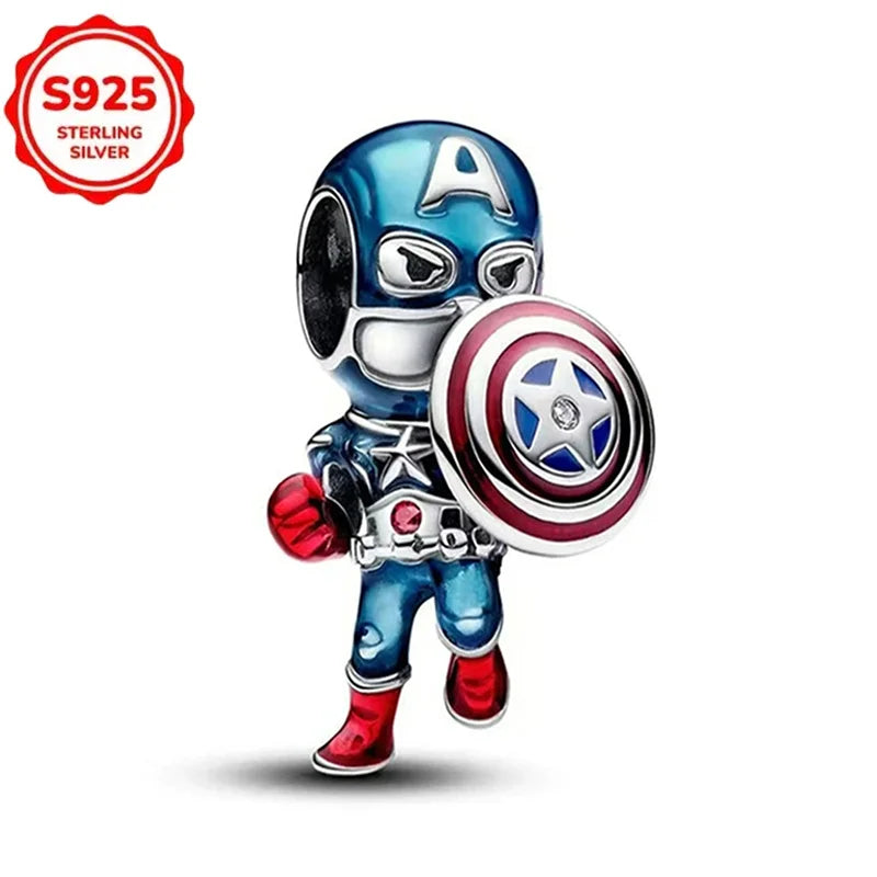 Plata De Ley 925 Silver Marvel Anime Lron Man Deadpool Wolverine Charms Beads Original Women Bracelets Pendant DIY Jewelry Gifts