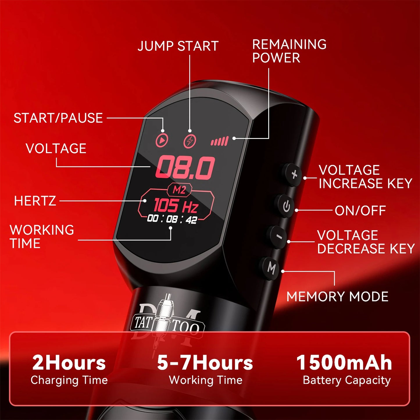 DM Red-Dragon Wireless Pen – Máquina de Tatuar con Motor Personalizado para PMU y Tattoo