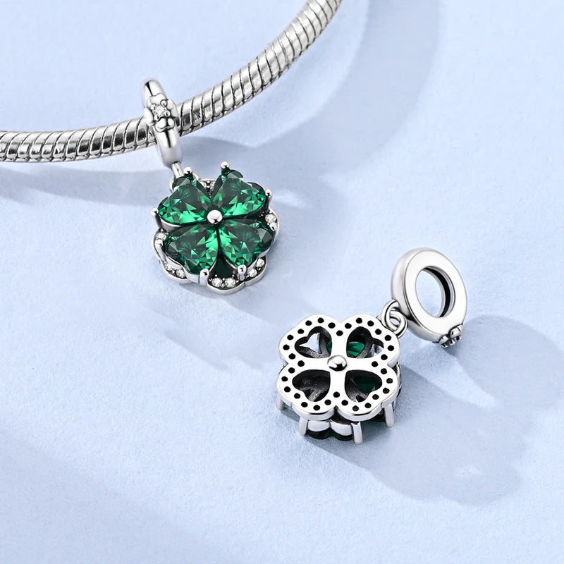 925 Sterling Silver Green Series Flower Tree Apple Pendant DIY Fine Beads Fit Original Charms Bracelet Women Jewelry Diy