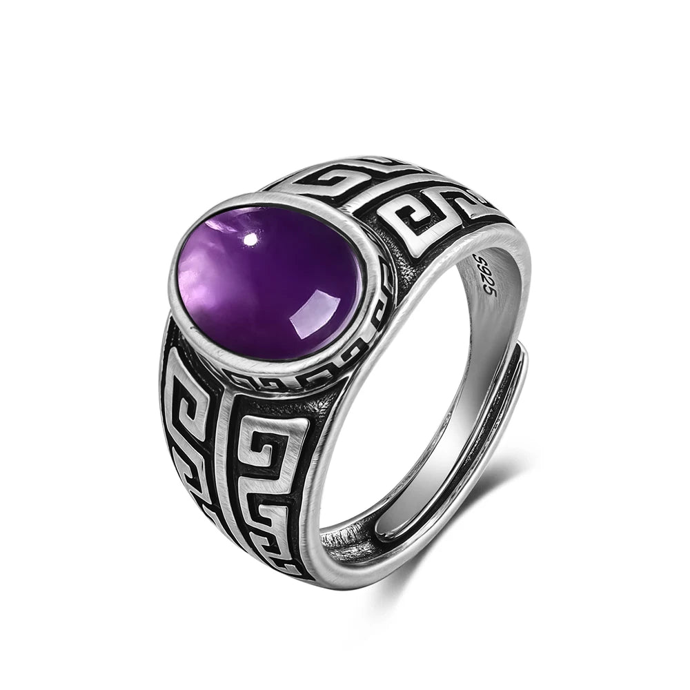 Anillo Vintage de Plata 925 con Labradorita Natural y Piedra Luna – Estilo Boho Real
