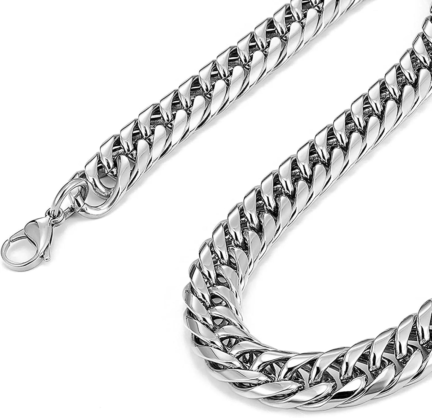 Cadena HNSP LA Cuban Link – Acero Inoxidable Quirúrgico (Plata) | 8mm a 14mm