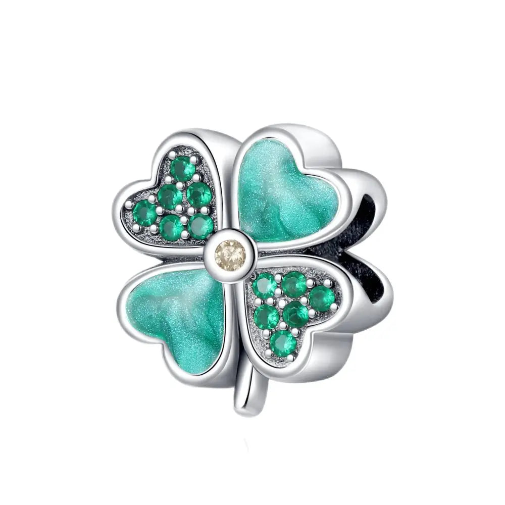 925 Sterling Silver Green Series Flower Tree Apple Pendant DIY Fine Beads Fit Original Charms Bracelet Women Jewelry Diy