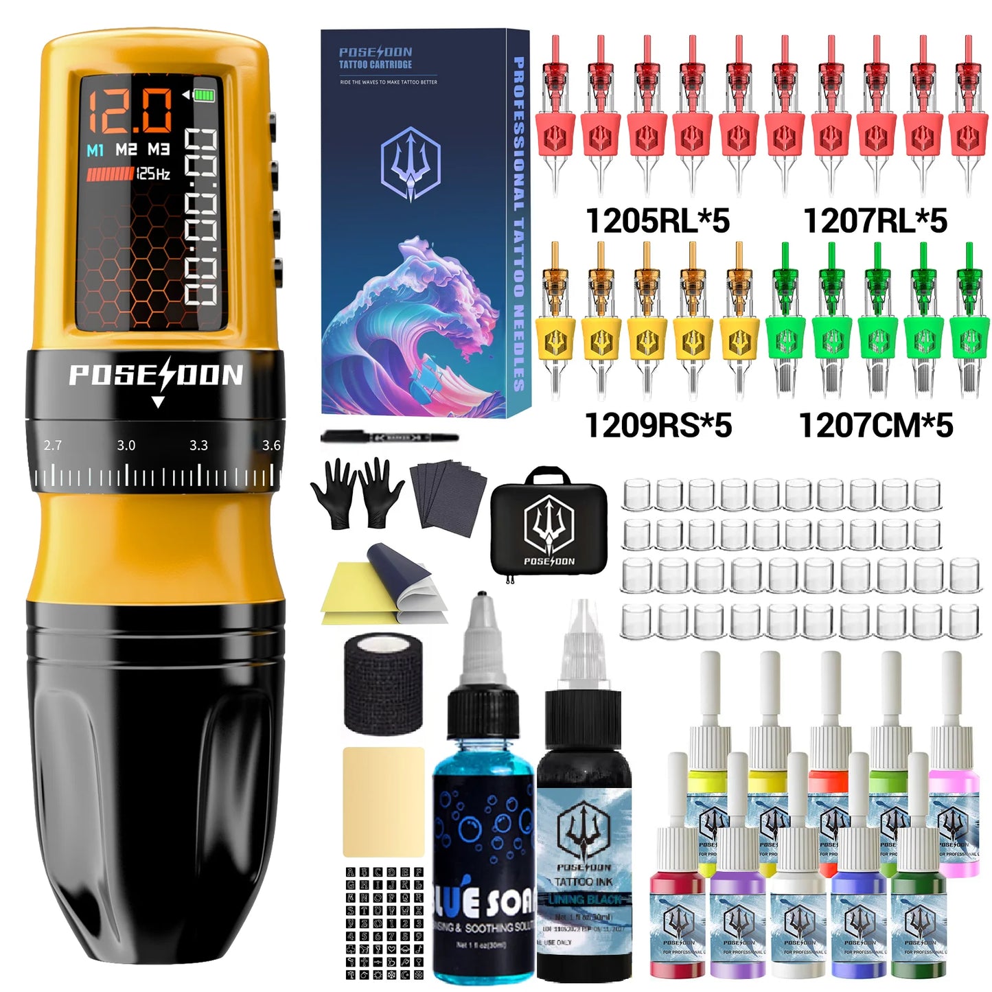 Kit Tattoo POSEIDON "Yellow Bee" – Set Inalámbrico Edición Especial para Tattoo & PMU
