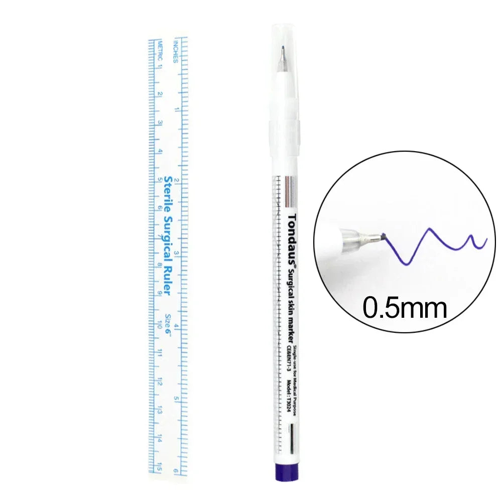 Set Marcador Quirúrgico + Regla Flexible – Kit de Marcación de Puntos Fijos para PMU