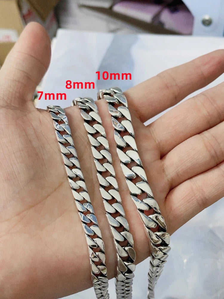 Pulsera de Plata 925 Maciza Estilo Cubano Retro – Hecha a Mano (7mm / 8mm)