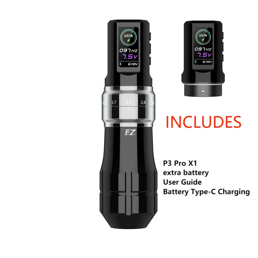 EZ P3 Pro Wireless Pen – Stroke Ajustable de 6 Niveles para Tattoo, PMU y SMP