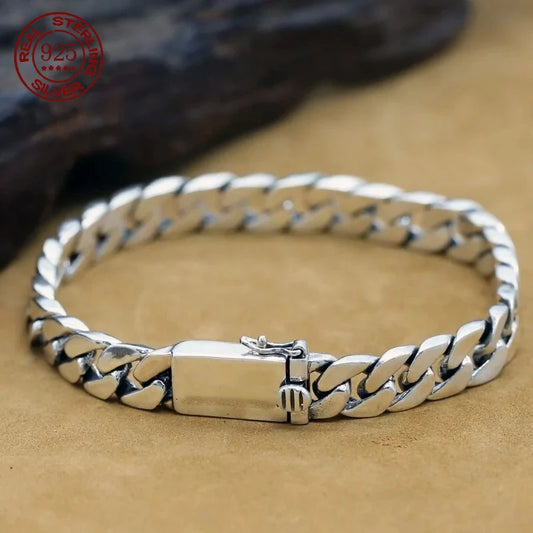 Pulsera Punk de Plata 925 Maciza (8mm) – Calidad Premium con Certificado