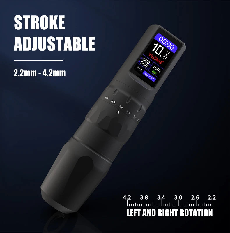 Máquina Pen YILONG Wireless Pro – Motor Brushless y 6 Strokes Ajustables (2.2mm a 4.2mm)