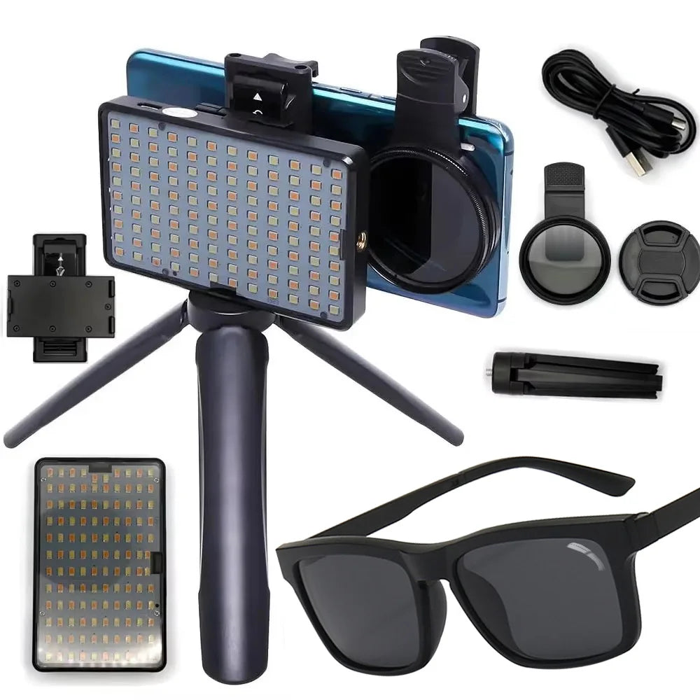 Kit de Fotografía Polarizada para Tatuajes – Luz de Relleno + Lentes Polarizados (Elimina Brillos y Reflejos)