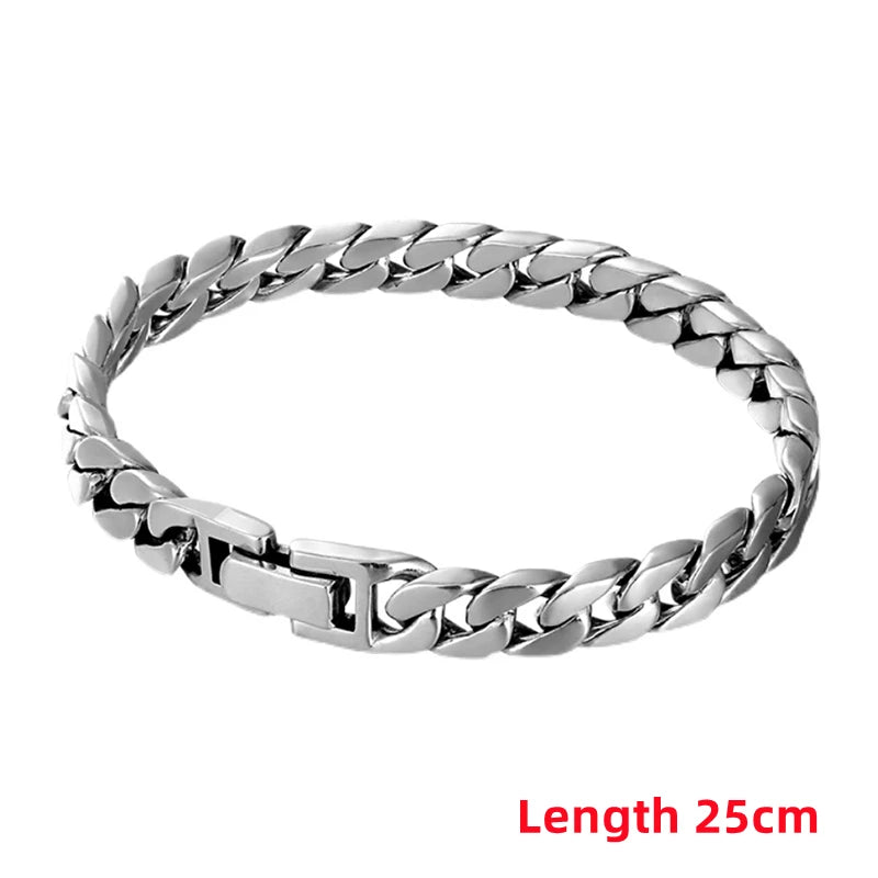 Pulsera de Plata 925 Maciza Estilo Cubano Retro – Hecha a Mano (7mm / 8mm)
