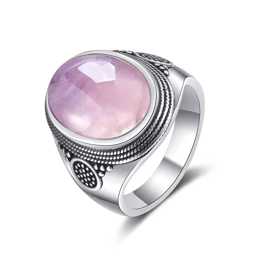 Anillo Vintage de Plata 925 con Labradorita Natural y Piedra Luna – Estilo Boho Real