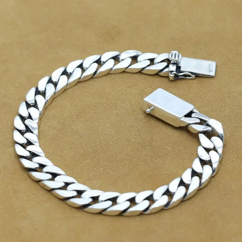 Pulsera Punk de Plata 925 Maciza (8mm) – Calidad Premium con Certificado