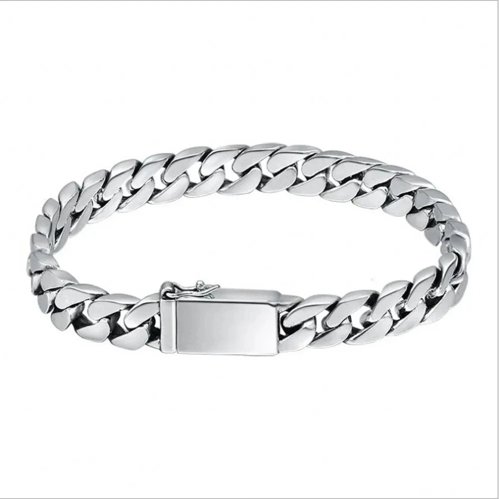 Pulsera Punk de Plata 925 Maciza (8mm) – Calidad Premium con Certificado