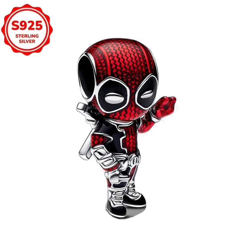 Plata De Ley 925 Silver Marvel Anime Lron Man Deadpool Wolverine Charms Beads Original Women Bracelets Pendant DIY Jewelry Gifts