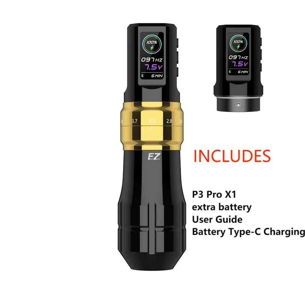 EZ P3 Pro Wireless Pen – Stroke Ajustable de 6 Niveles para Tattoo, PMU y SMP