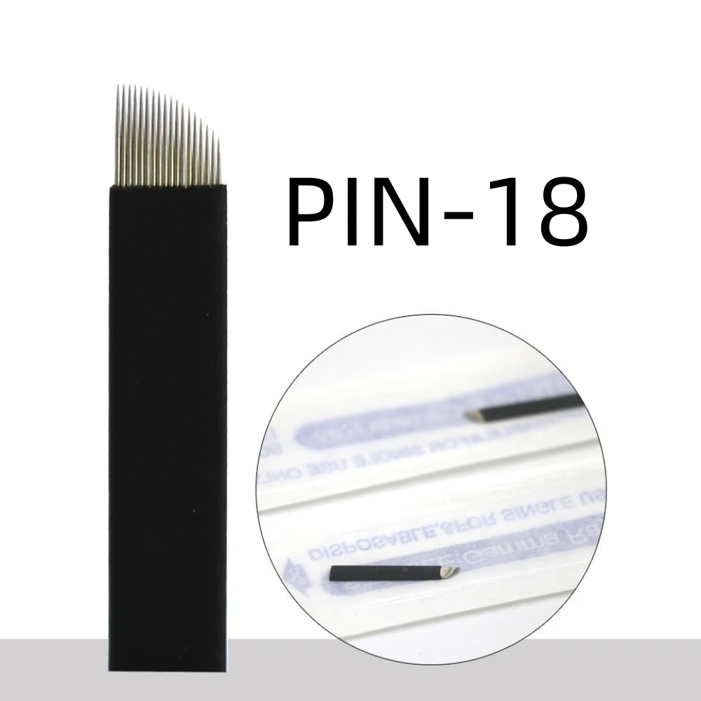 50PCS Black Microblading Needles PMU Tattoo Needles Permanent Makeup Blade 9Pin 12 14 16 U18 Manual Eyebrow Pen Blades
