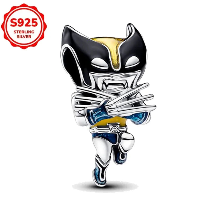 Plata De Ley 925 Silver Marvel Anime Lron Man Deadpool Wolverine Charms Beads Original Women Bracelets Pendant DIY Jewelry Gifts