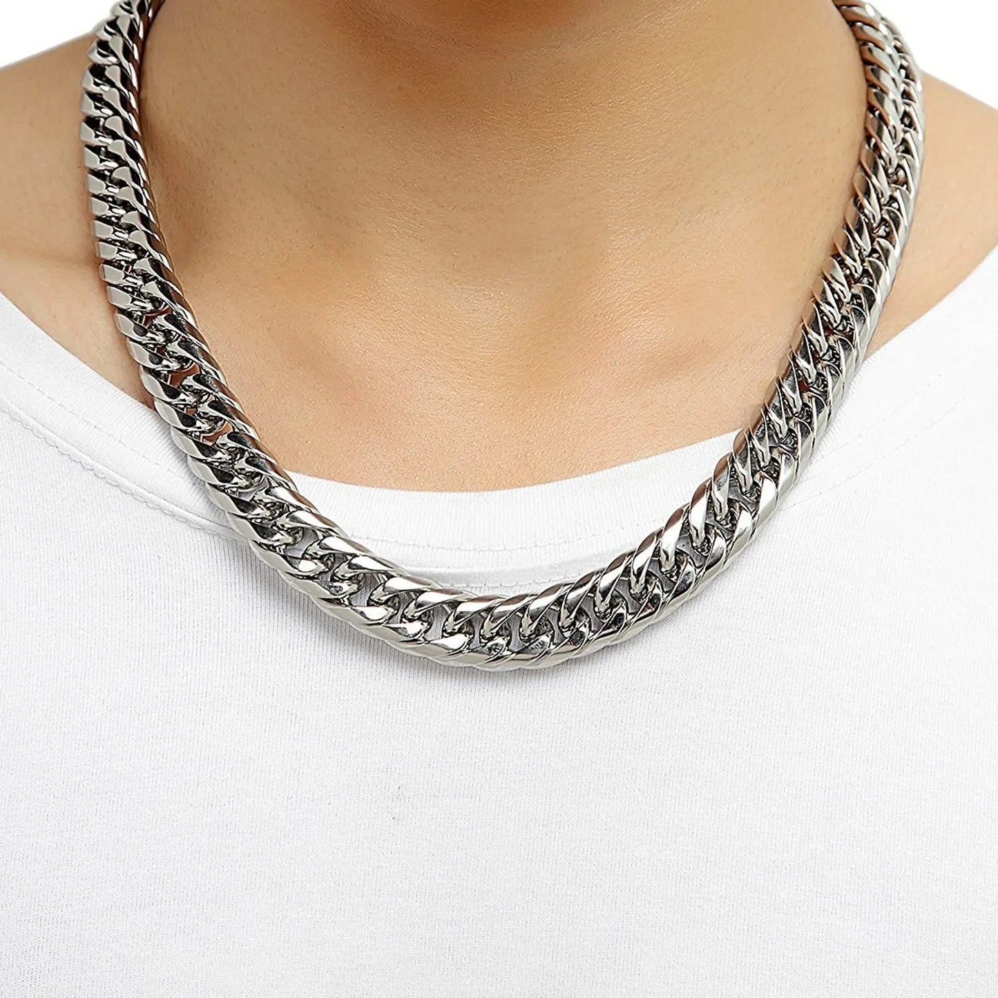 Cadena HNSP LA Cuban Link – Acero Inoxidable Quirúrgico (Plata) | 8mm a 14mm