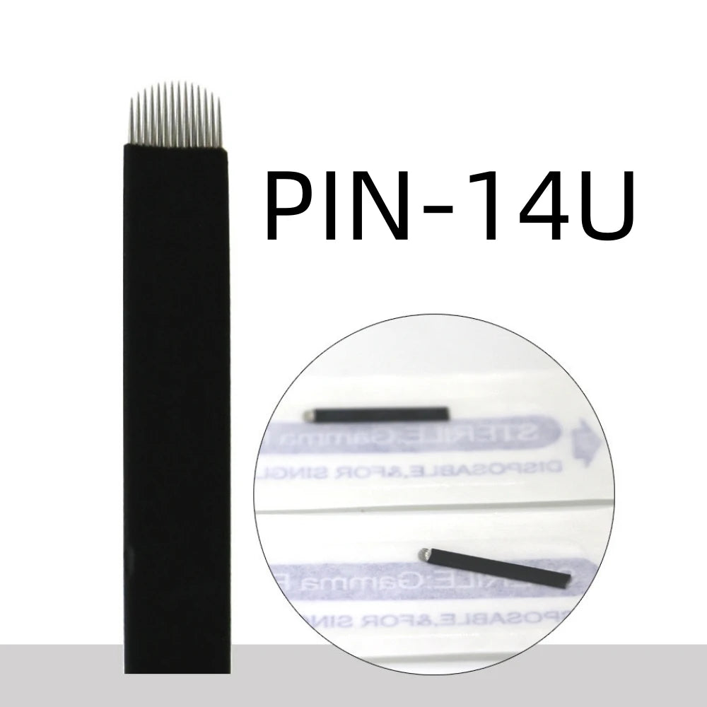 50PCS Black Microblading Needles PMU Tattoo Needles Permanent Makeup Blade 9Pin 12 14 16 U18 Manual Eyebrow Pen Blades