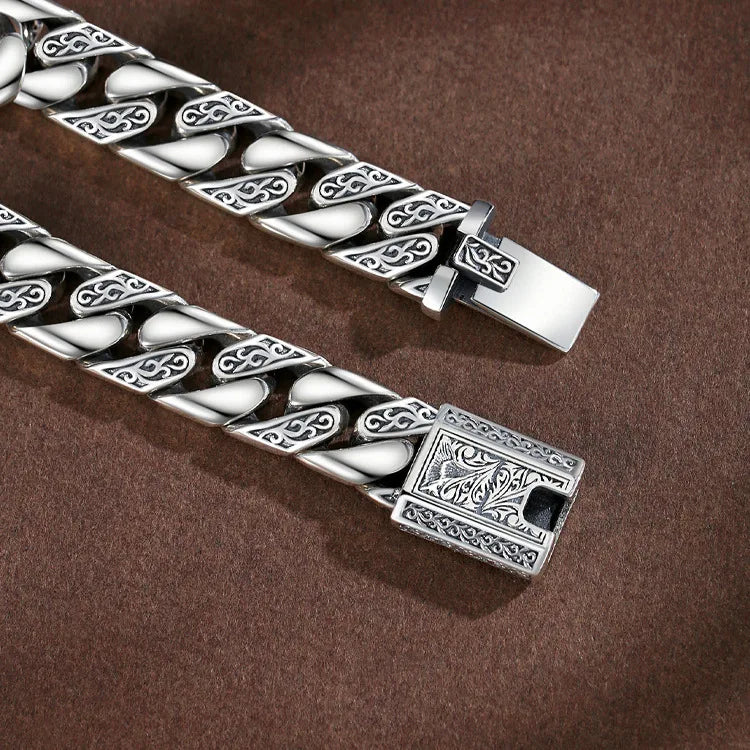 Pulsera de Plata 925 "Eterna Vid" – Diseño Punk Tank con Relieve Orgánico