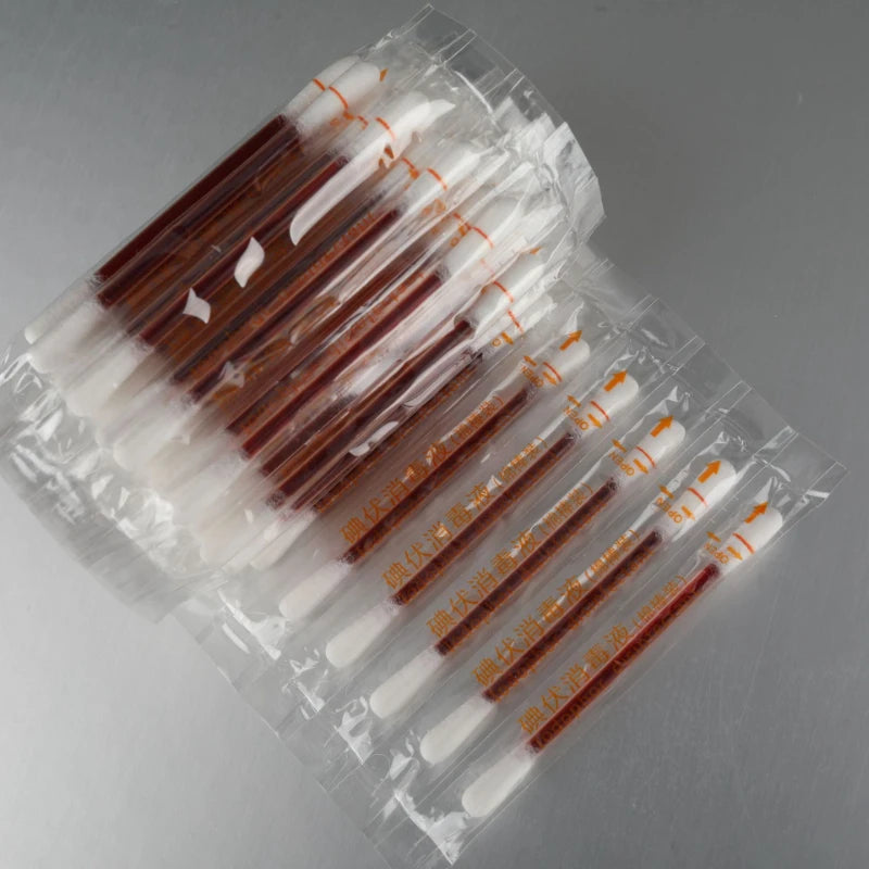 Disposable Daily-Use Breakable Iodophor & Alcohol Cotton Swabs – Outdoor First Aid and Nursing Supplies