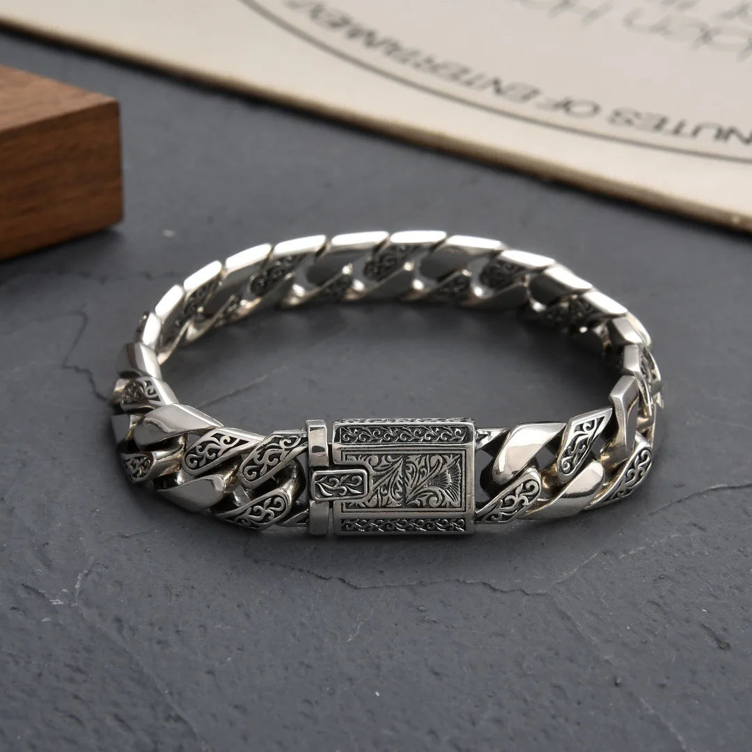 Pulsera de Plata 925 "Eterna Vid" – Diseño Punk Tank con Relieve Orgánico