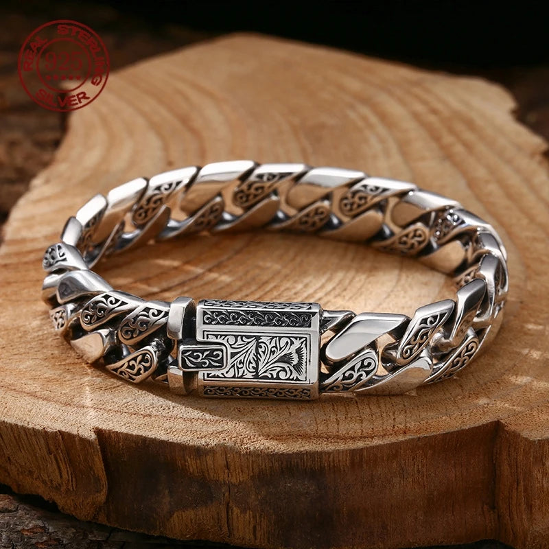 Pulsera de Plata 925 "Eterna Vid" – Diseño Punk Tank con Relieve Orgánico