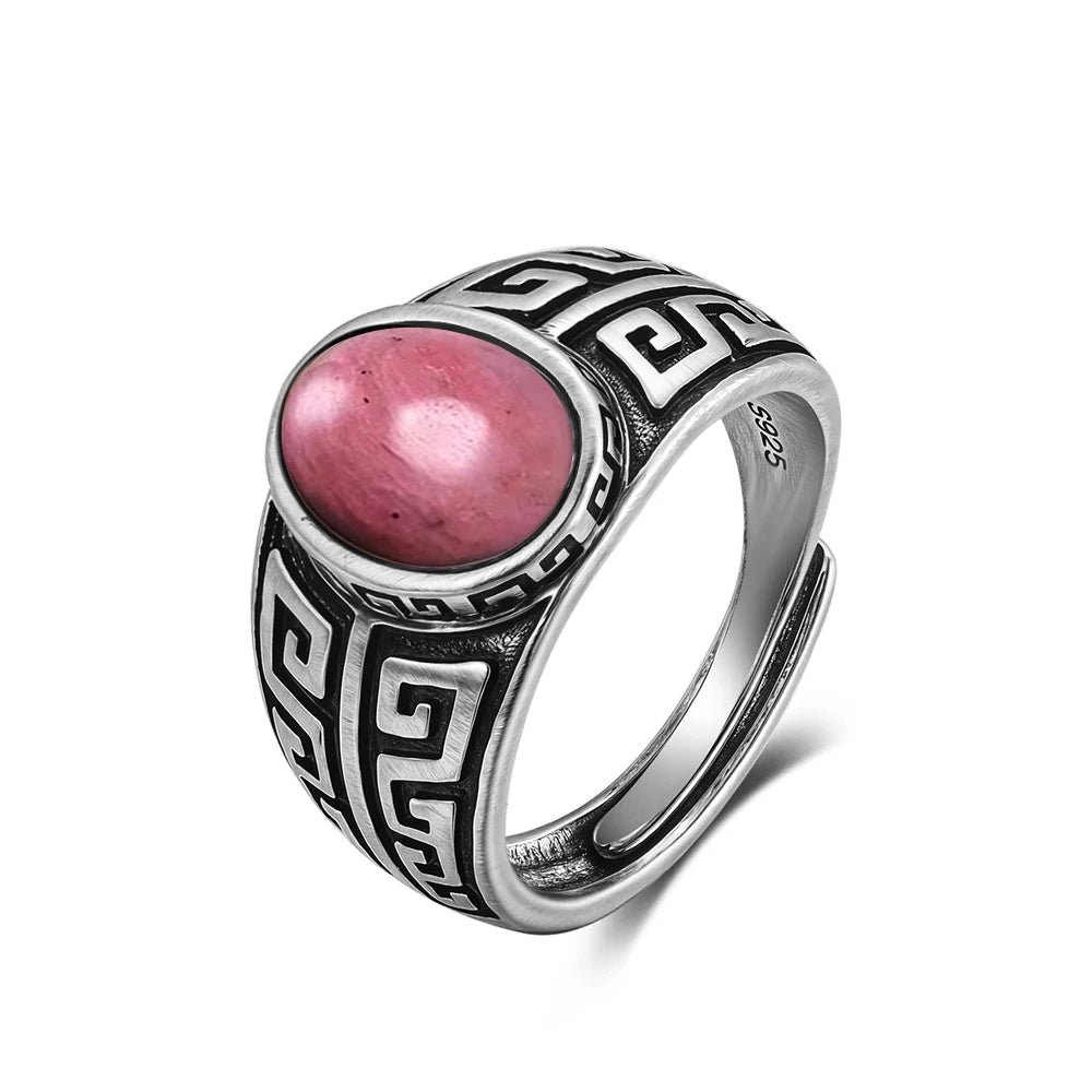 Anillo Vintage de Plata 925 con Labradorita Natural y Piedra Luna – Estilo Boho Real