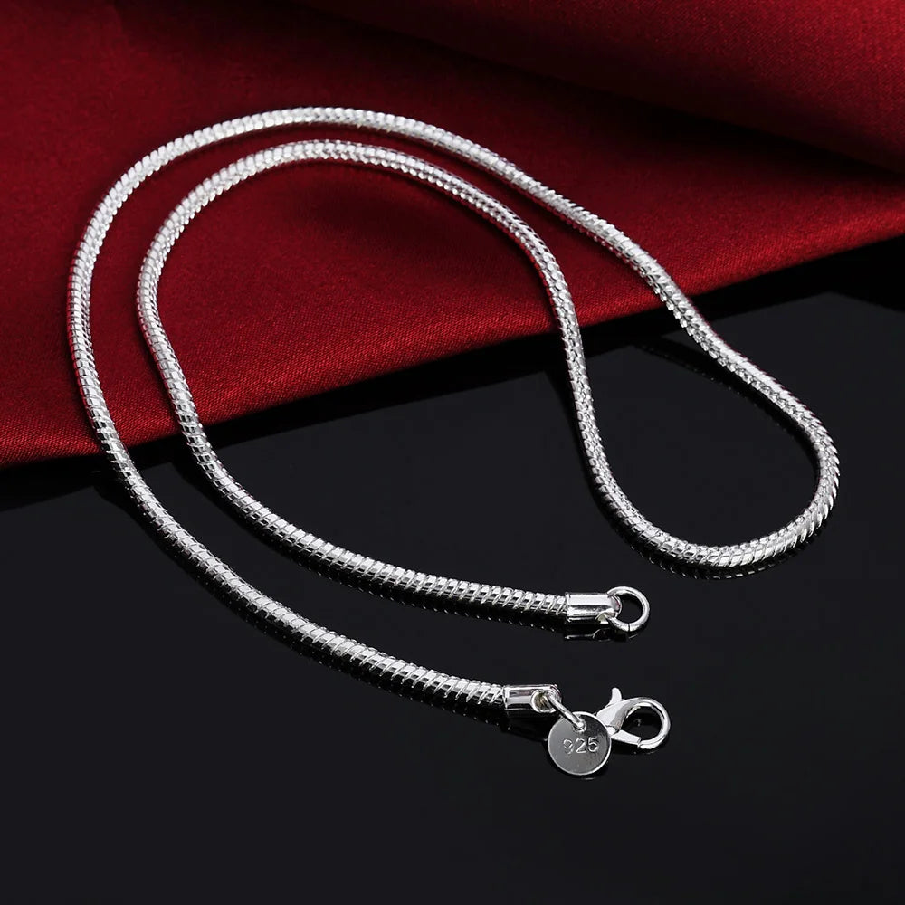 Cadena de Plata 925 Maciza Estilo "Snake" (Víbora) – De 40 a 75cm (1mm/2mm/3mm)