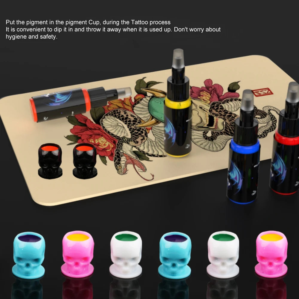 Copas para Tinta con Base Plana (Pack 50 / 100u) – Tetinas Descartables para Tatuaje y PMU