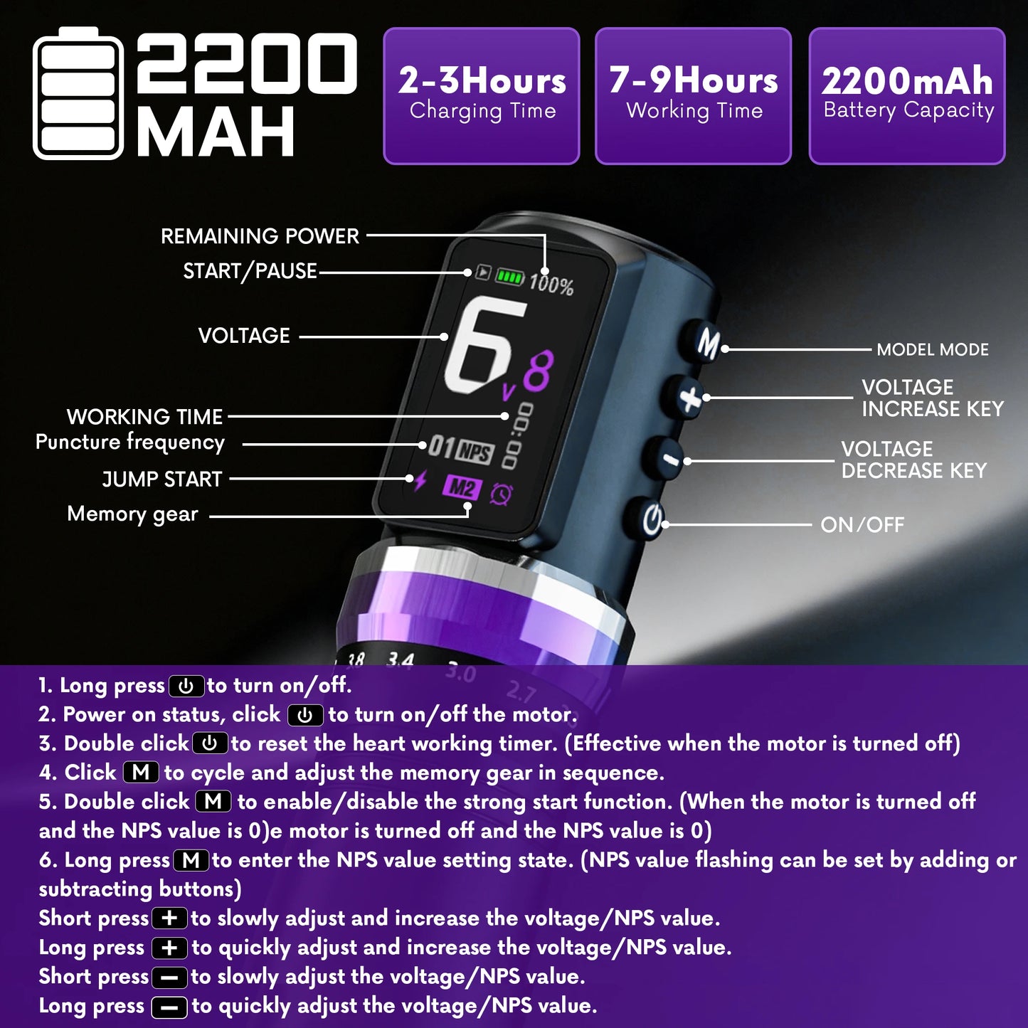 Máquina Pen Inalámbrica Elite – Motor Brushless, Stroke Ajustable y Mega Batería 2200mAh