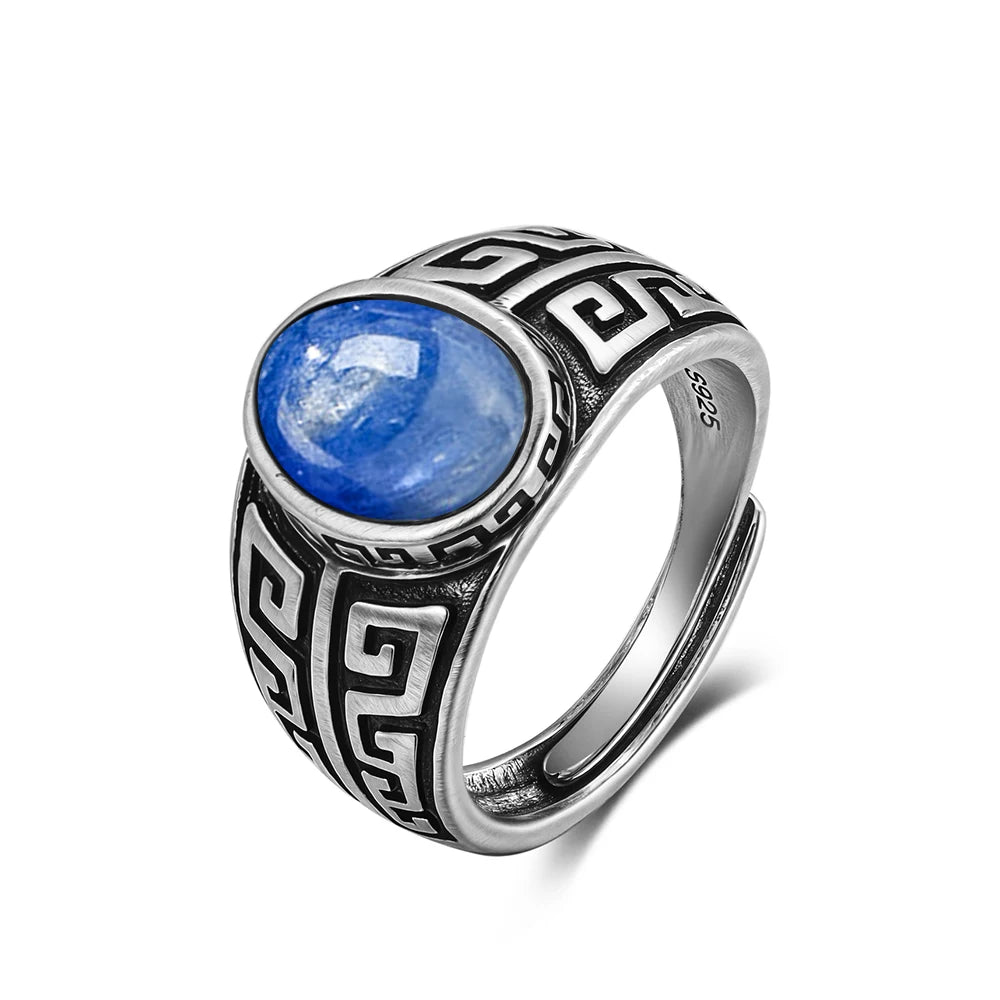 Anillo Vintage de Plata 925 con Labradorita Natural y Piedra Luna – Estilo Boho Real