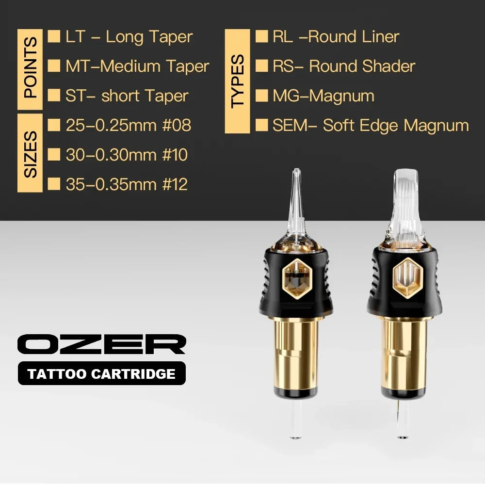 Cartuchos OZER Originales – Agujas de Precisión Premium (Caja x 20 unidades)