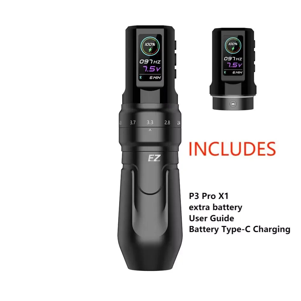 EZ P3 Pro Wireless Pen – Stroke Ajustable de 6 Niveles para Tattoo, PMU y SMP